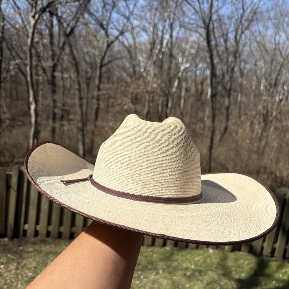 Atwood Western Hat 5X Ivory Straw Hereford Low Crown Long Oval Men Cowboy Mexico - Picture 2 of 12